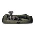 Tierlando ® BRUCE VELOURS Orthopädisches Hundebett Soft dunkles olivgrün 1,3 m, 25 cm, 1 m