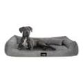 Tierlando ® BRUCE VELOURS Orthopädisches Hundebett Soft grau/ grau 1,1 m, 25 cm, 90 cm