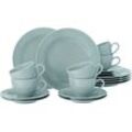 Kaffeeservice SELTMANN WEIDEN "Geschirr-Set, Service Beat", blau (arktisblau), 18 tlg., Porzellan, Porzellan, Geschirr-Sets, wunderschöne Farbglasur, Made in Germany, 18 Teile, für 6 Personen