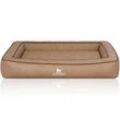 Knuffelwuff Orthopädisches Hundebett aus Laser gestepptem Kunstleder Montego braun/ beige XL