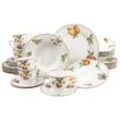 Kombiservice CREATABLE "Geschirr-Set Flora Orchard", bunt (weiß, bunt), 30 tlg., Porzellan, Geschirr-Sets, Service, 30 Teile, für 6 Personen