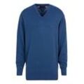 Strickpullover "BT-PIMA ORG CTN CASHMERE VNCK-B", Herren, Gr. XXXL, blau (aegean sea), Strick, Obermaterial: 92% Baumwolle, 8% Kaschmir, TOMMY HILFIGER BIG & TALL, casual, V-Ausschnitt, Langarm, Pullover, in Großen Größen, mit Logostickerei auf Brusthöhe