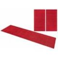 Bettumrandung THEKO "Gabbeh Uni, Handweb Teppich, meliert, reine Wolle" Gr. 14, rot, H:14mm, Obermaterial: 100% Wolle, Bettumrandung, Bettvorleger, Uni-Farben, handgewebt, Läufer-Set, Schlafzimmer