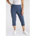 Caprihose KJBRAND "Susie Capri Wash & Go" Gr. 42, N-Gr, blau (indigo, blau), Damen, Obermaterial: 47% Baumwolle, 45% Polyester, 6% Viskose, 2% Elasthan, Hosen, bügelfrei