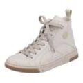 Sneaker RIEKER Gr. 37, beige (hellbeige), Damen, Textil, Schuhe, High Top-Sneaker, Freizeitschuh, Schnürschuh mit Reißverschluss, Topseller