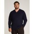 Strickpullover "BT-PIMA ORG CTN CASHMERE VNCK-B", Herren, Gr. 5XL, blau (desert sky), Strick, Obermaterial: 92% Baumwolle, 8% Kaschmir, TOMMY HILFIGER BIG & TALL, casual, V-Ausschnitt, Langarm, Pullover, in Großen Größen, mit Logostickerei auf Brusthöhe