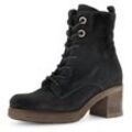 Schnürstiefelette GABOR "Milano" Gr. 38, schwarz Damen Schuhe Blockabsatz, Schnürboots, Weite G, Sohle in Krepp-Optik