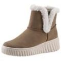 Winterboots RIEKER, Damen, Gr. 41, weiß (braun, sanftes weiß), Velourslederimitat, Textil, sportlich, Schuhe, Schlupfboots, Stiefelette mit beidseitigen Stretcheinsätzen