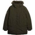 Parka SUPERDRY "EVEREST FAUX FUR PARKA JACKET", Herren, Gr. L, grün (army khaki grün), Web, Obermaterial: 100% Polyester, unifarben, modisch, loose fit, Jacken