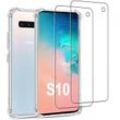 Hülle Galaxy S10 und 2 schutzfolien - Silikon - Transparent