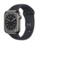 Apple Watch Series 8 (2022) GPS + Cellular 45 mm - Rostfreier Stahl Graphit - Sportarmband Schwarz