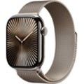 Smartwatch APPLE "Watch 10 Titan", beige (natur), Smartwatches, 46mm, Cellular, S/M, Milanaise