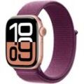 Smartwatch APPLE "Watch Series 10 Aluminium", rosa (pflaume, rosegold), Smartwatches, 42mm, ohne eSIM, One-Size, Sport Loop