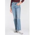 Schlagjeans LEVI'S "726 HR FLARE", Damen, Gr. 26, Länge 32, blau (blau wave light), Web, Obermaterial: 85% Baumwolle, 7% Lyocell, 6% Elastomultiester, 2% Elasthan, casual, bootcut fit lang, Jeans