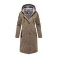 Winterjacke MARIKOO "Ledalaa" Gr. L, grau (stone braun), Damen, Obermaterial: 55% Polyester, 45% Nylon; Innenmaterial: 100% Polyester;Futter&Wattierung: 100% Polyester, Jacken, mit großer Kapuze