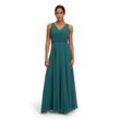 Abendkleid VERA MONT "Vera Mont Abendkleid mit Plissee" Gr. 40, Normalgrößen, grün (schwarz emerald), Damen, Chiffon, Obermaterial: 100% Polyester. Futter: 100% Polyester., Kleider, Dekoelemente