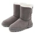 Winterstiefel LASCANA, Damen, Gr. 36, grau, Obermaterial: 100% Rindsleder. Futter: 100% Lammfell. Decksohle: 100% Lammfell. Laufsohle: 100% Synthetik, unifarben, casual, Schuhe, aus kuscheligem Lammfell, robuste Sohle, Winterstiefelette, Snowboots