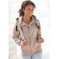 Sweatjacke ELBSAND "Kekoa" Gr. L (40), beige (sand), Damen, Obermaterial: 95% Baumwolle, 5% Elasthan, Sweatjacken mit großem Logodruck hinten, bequeme Freizeitjacke mit Taschen