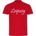 multifanshop Herren T-Shirt - Leipzig - Schriftzug - Druck weiß - Männer