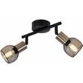 Etc-shop - Deckenleuchte Wohnzimmerlampe Deckenstrahler, Moderne Spotleiste, 2-flammig, Gitterschirme, Metall, schwarz gold, 2x E14 Fassung, LxBxH