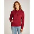 Kapuzensweatshirt TOMMY JEANS "TJW BXY BADGE HOODIE" Gr. S (36), rot (regatta rot), Damen, Sweatware, Obermaterial: 100% Baumwolle, unifarben, Sweatshirts, mit Logostickerei