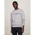 Sweatshirt TOMMY HILFIGER "TOMMY LOGO SWEATSHIRT" Gr. L, grau (medium heather) Herren Sweatshirts mit klassischem Rundhalsausschnitt