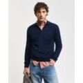 Polokragenpullover GANT "EXTRAFINE MERINO WOOL POLO" Gr. L, blau (marine) Herren Pullover