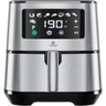 Xxl 5.5 Liter Heißluftfritteuse Edelstahl inkl.Brotbackkorb 1700W Friteuse Fritteuse Airfryer Touch Display 8 Programmen ohne öl Silber - Kesser