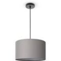 Deckenleuchte Wohnzimmer Pendelleuchte Esstisch Esszimmerlampe E27 Uni Stoff Grau (Ø38cm), Pendelleuchte - Schwarz - Paco Home