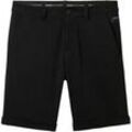 TOM TAILOR DENIM Herren Slim Piqué Chino Shorts, schwarz, Uni, Gr. M