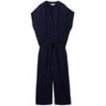 TOM TAILOR Damen Crinkle Overall, blau, Uni, Gr. 36