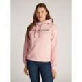 Kapuzensweatshirt TOMMY HILFIGER "MDRN REG CORP LOGO HOODIE" Gr. XL (42), pink (delicate pink), Damen, Sweatware, Obermaterial: 64% Baumwolle, 36% Polyester, unifarben, Sweatshirts, mit gesticktem Logo-Schriftzug