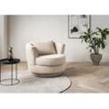 Drehsessel LEONIQUE "MAISIE, Lese-Sessel, Love Seat", beige (hellbeige), B:95cm H:77cm T:95cm, Sessel, trendige Stoffe MEGA CORD und Web-Velours, 360 Grad drehbar