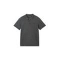 TOM TAILOR Herren Poloshirt mit Logo Stickerei, schwarz, Uni, Gr. S