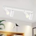 Led Deckenlampe Wohnzimmer Deckenstrahler: Weiß Deckenleuchte GU10 Spots Schwenkbar 4 Flammig Küchenlampe Flurlampe Innen Metall Deckenspots