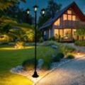 Gartenlaterne groß für draußen Kandelaber 3 flammig Außen Solar Außenlaterne stehend Outdoor, schwarz Eisen Alu, LED warmweiß, H 194 cm