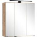 Spiegelschrank 60cm, Eiche, LED-Beleuchtung, LIVINGSTON-03 - braun