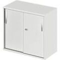 Schäfer Shop Select Ansatz-/Aufsatz-Schiebetürenschrank LOGIN, 2 Ordnerhöhen, B 800 x T 420 x H 726 mm, lichtgrau/lichtgrau