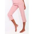 BENCH. LOUNGEWEAR Relax-Caprihose pink Gr. 32/34 für Damen. Mit Logodruck, Glitzerdetails, Glitzerband. Basic. Nachhaltig.