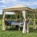 3x3 m Softtop Gartenpavillon, inkl. 4 Seitenteile, champagnerfarben - (300180)