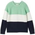 TOM TAILOR Jungen Gestreifter Strickpullover mit LENZINGTM ECOVEROTM, grün, Gestreift, Gr. 92/98