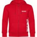 multifanshop Kapuzen Sweatshirt Jacke - Mainz - Brust & Seite - Druck weiß - Sweat