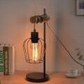 Neuwertig] Gbly Retro Tischlampe 1 flammige Vintage Nachttischlampe Wohnzimmer Tischleuchte im Industrial Design aus Metall und Holz - Schwarz