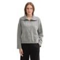 Sweatjacke TOM TAILOR Gr. S (36), grau (grau heringbone boucle), Damen, Web, Obermaterial: 60% Polyester, 40% Baumwolle, unifarben, meliert, Sweatjacken, mit großem Stehkragen