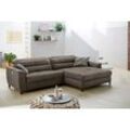 Ecksofa JOCKENHÖFER GRUPPE "Double One L-Form", braun (dunkelbraun), B:288cm T:105cm, Luxus-Microfaser in Lederoptik (100% Polyester), Sofas, mit 2x 120cm breiten, elektromotorischen Relaxfunktionen, Topseller