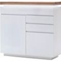 Sideboard MCA FURNITURE "Romina", weiß (weiß matt), B:120cm H:114cm T:40cm, MDF, Massivholz, Sideboards, mit LED Beleuchtung weiß dimmbar, inkl. Fernbedienung