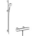 hansgrohe Crometta Vario Brauseset 27813400 weiss-chrom, 90 cm Stange, Ecostat 1001 CL