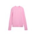 TOM TAILOR DENIM Damen Strickpullover mit Stehkragen, rosa, Uni, Gr. L