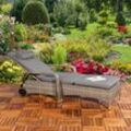 Mucola - Gartenliege Sonnenliege Liegestuhl Loungeliege Polyrattan Rattan Liege Grau