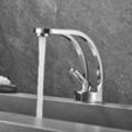 Sjqka - Moderner, kreativer Design-Badezimmer-Wasserhahn, schwarzer Waschtisch-Wasserhahn, Badezimmer-Mischbatterie, Einloch-Waschtisch-Wasserhahn,